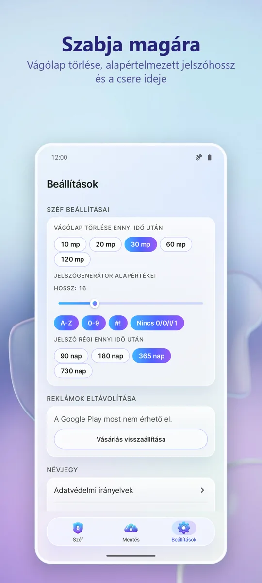 Jelszókezelő: Széf: képernyőkép 3
