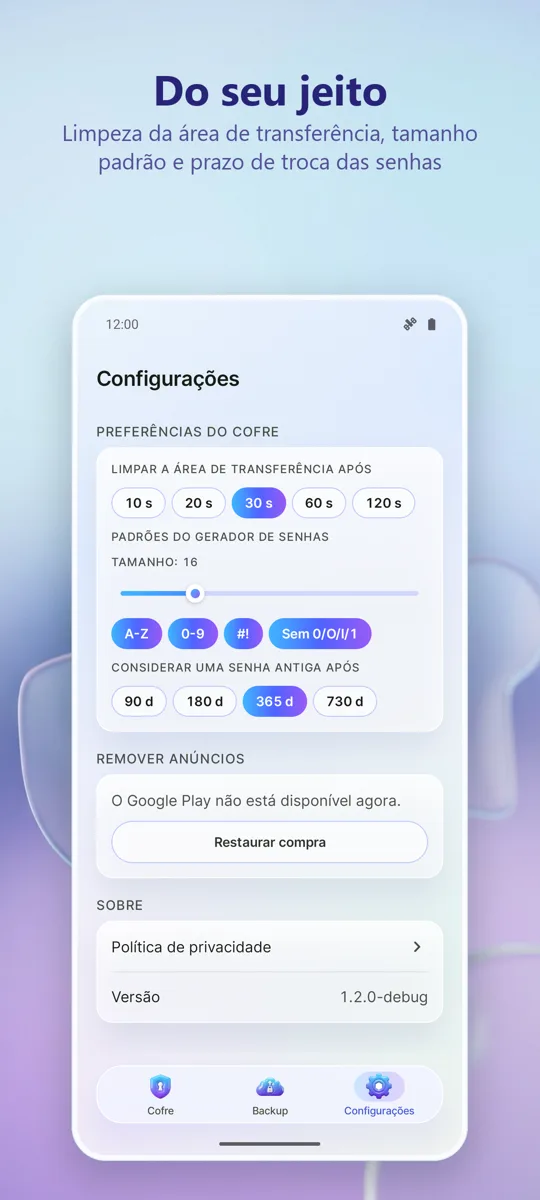 Gerenciador de Senhas: Cofre: 