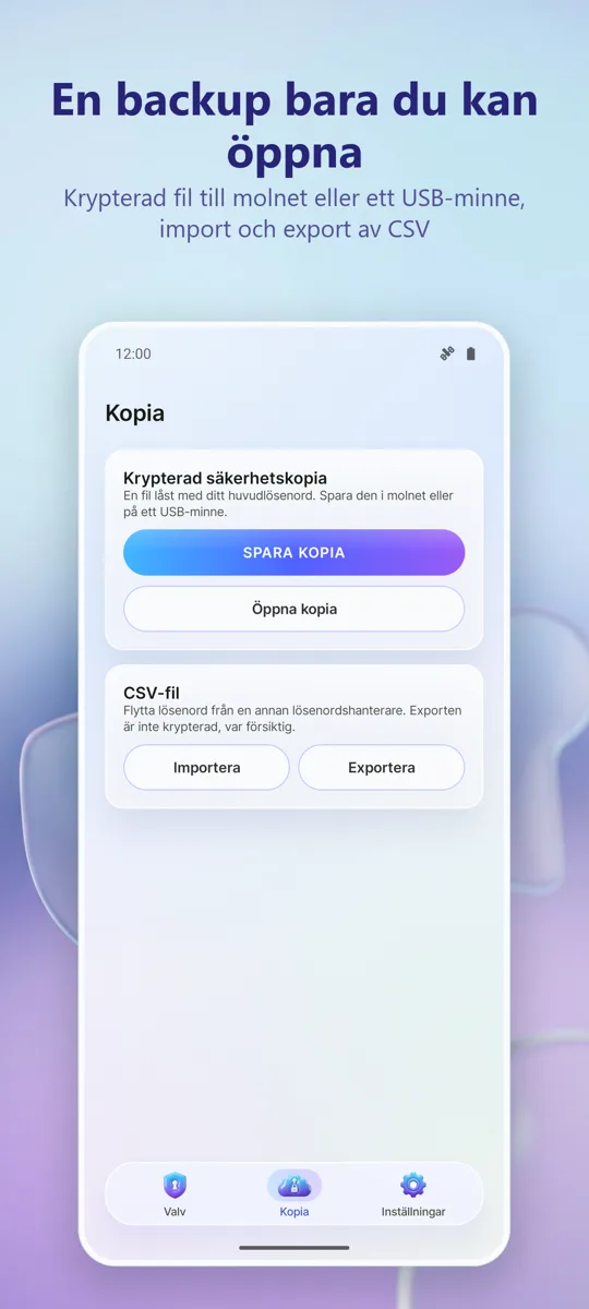 Lösenordshanterare: Valv: skärmbild 2