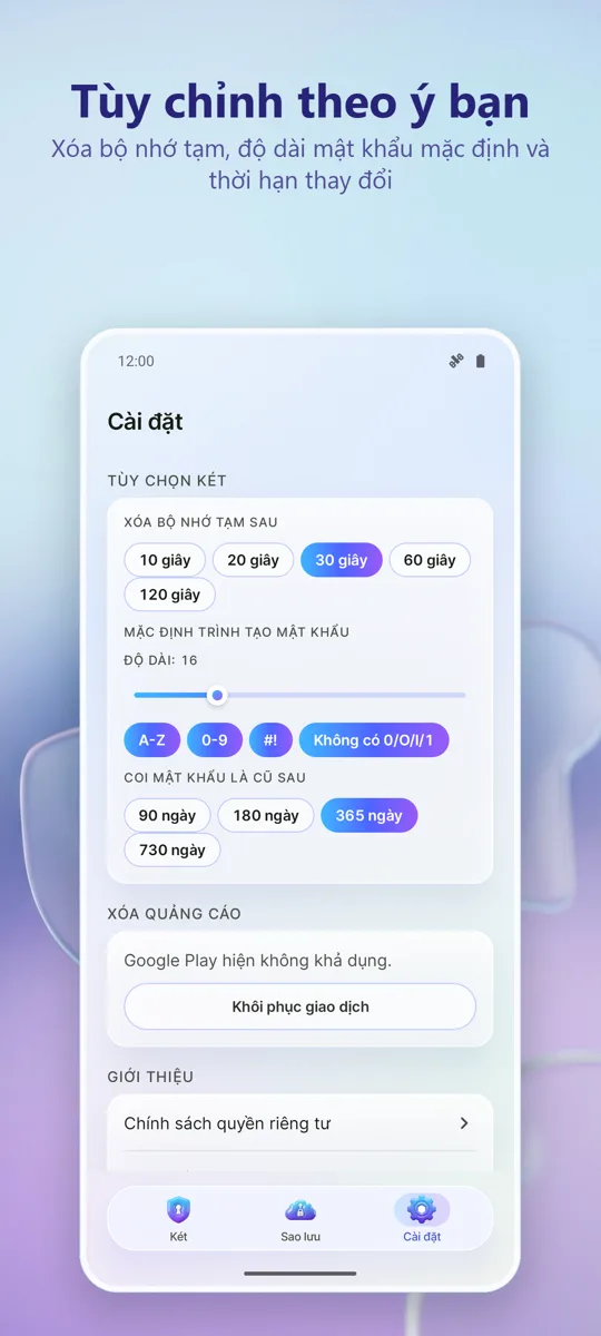 Quản lý Mật khẩu: Kho bảo mật: 