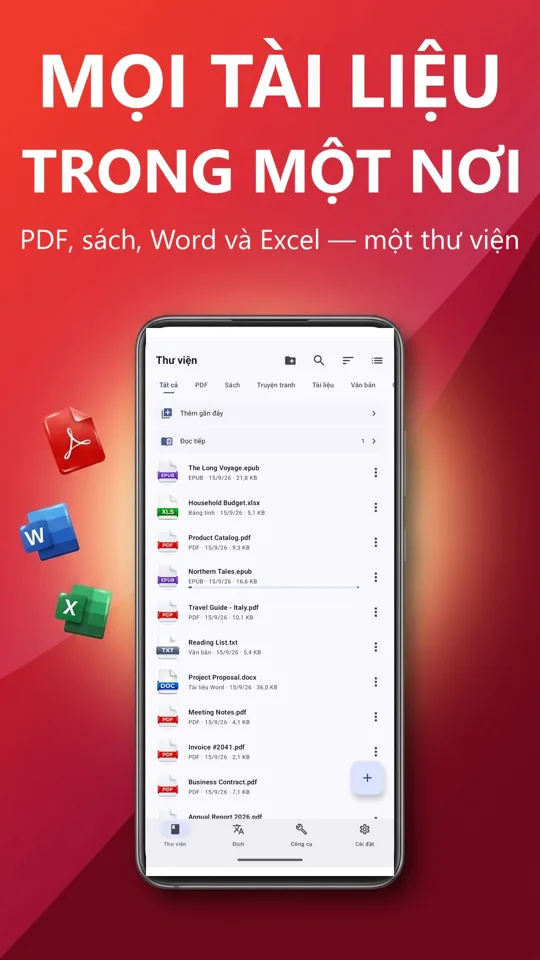 PDF Reader Max: màn hình chính