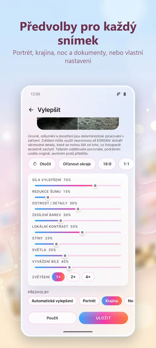 Vylepšení fotek: Opravit: 