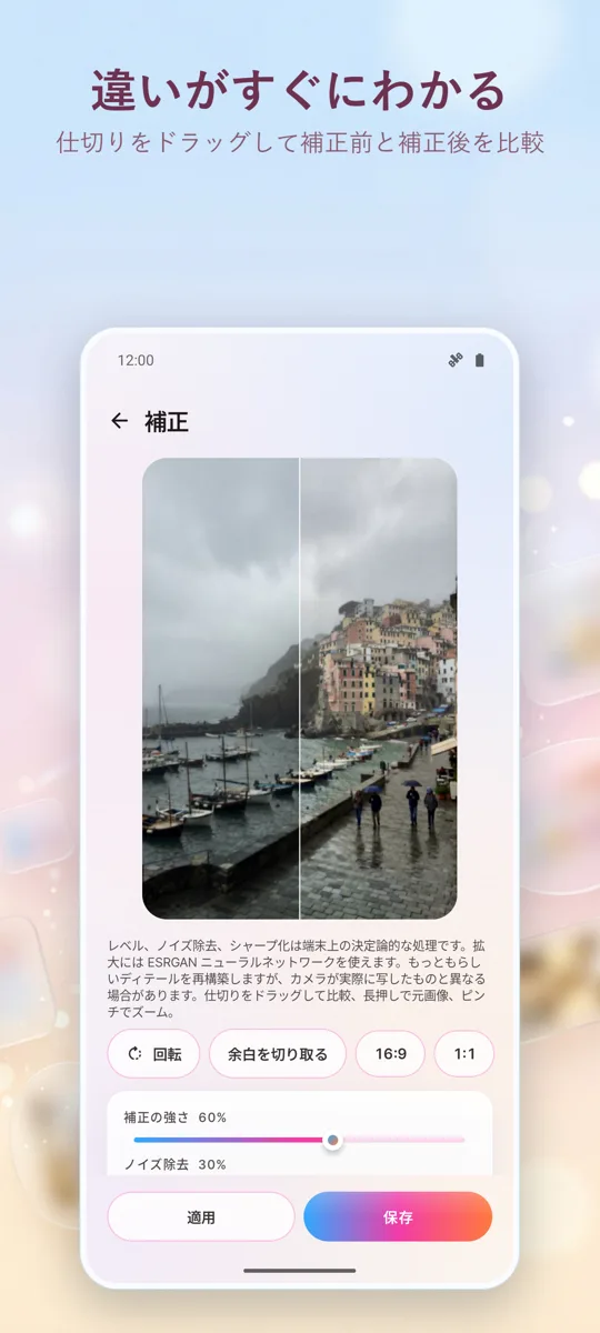 写真補正：写真の修正: 