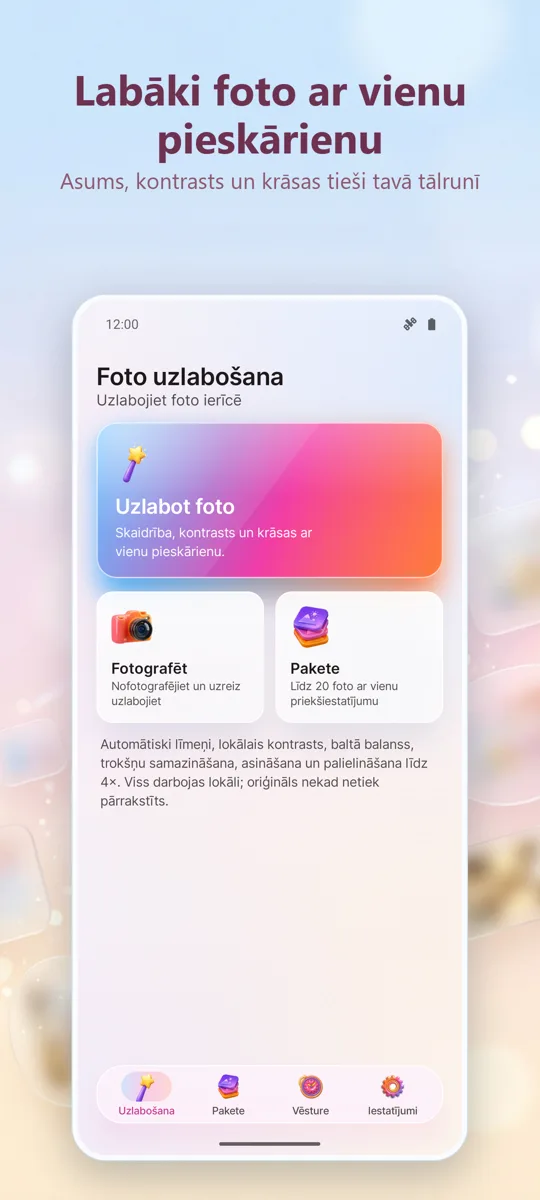 Foto Uzlabotājs: Labot Attēlus: galvenais ekrāns
