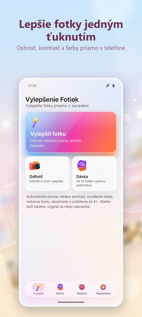 Vylepšenie fotiek: Opraviť: hlavná obrazovka