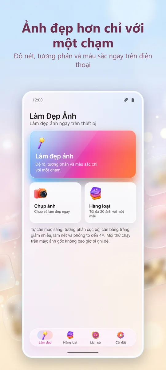 Tăng Cường Ảnh: Sửa Ảnh: màn hình chính