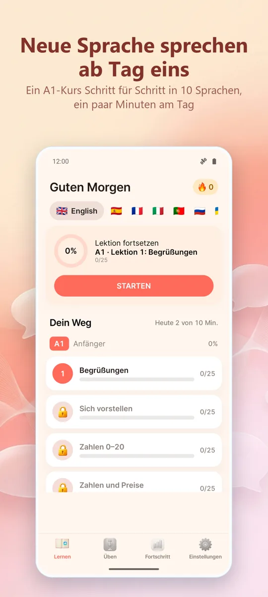 Pronunciation Coach: Hauptbildschirm