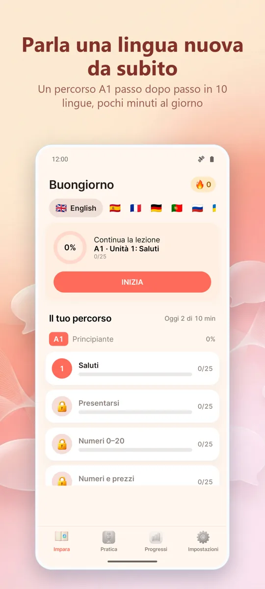 Pronunciation Coach: schermata principale