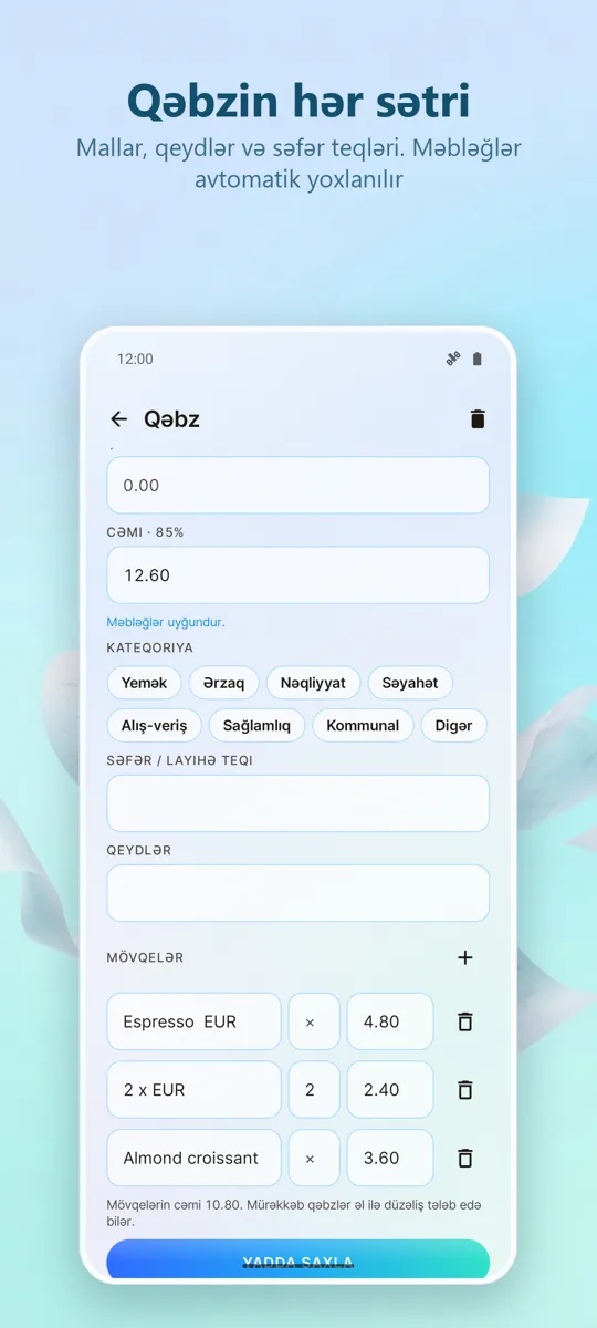 Qəbz Skanneri: Xərclər: 