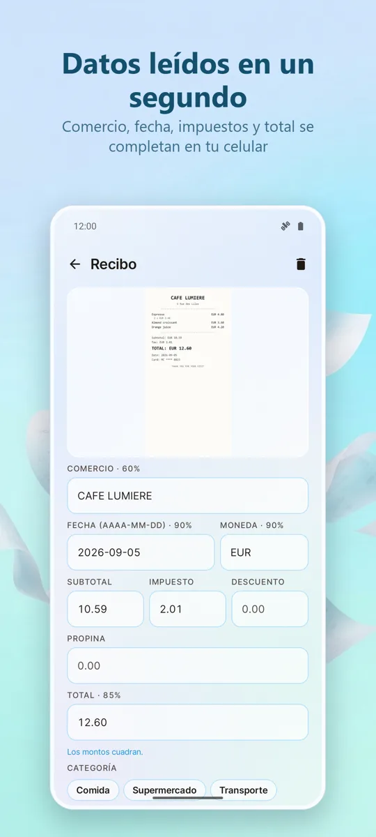 Escáner de Recibos: Gastos: 