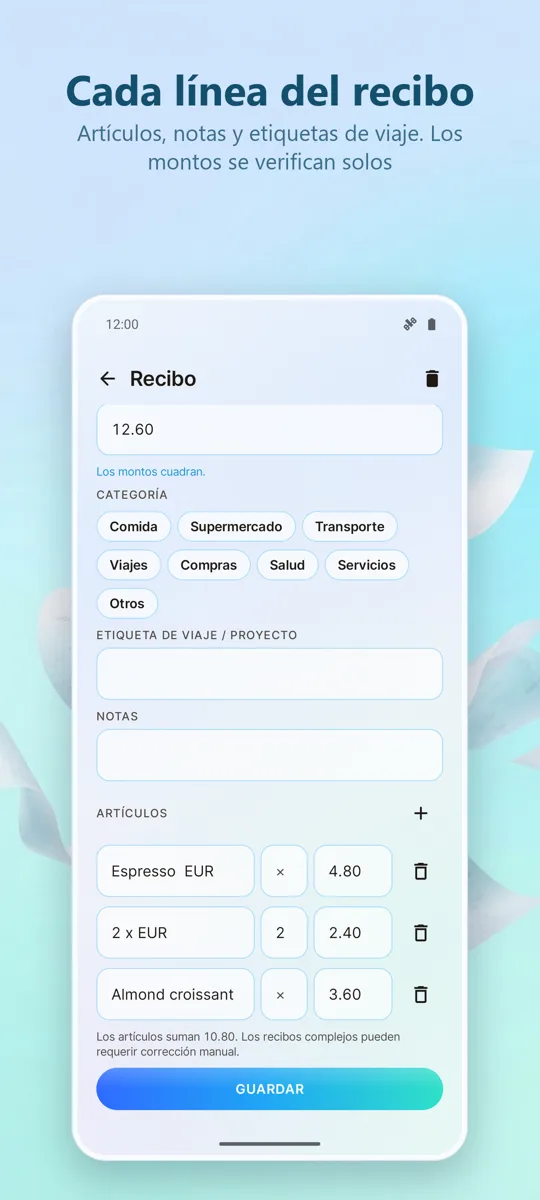 Escáner de Recibos: Gastos: 