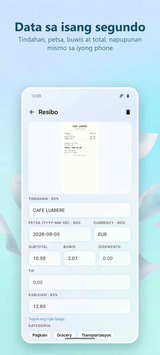 Receipt Scanner: Gastos: 