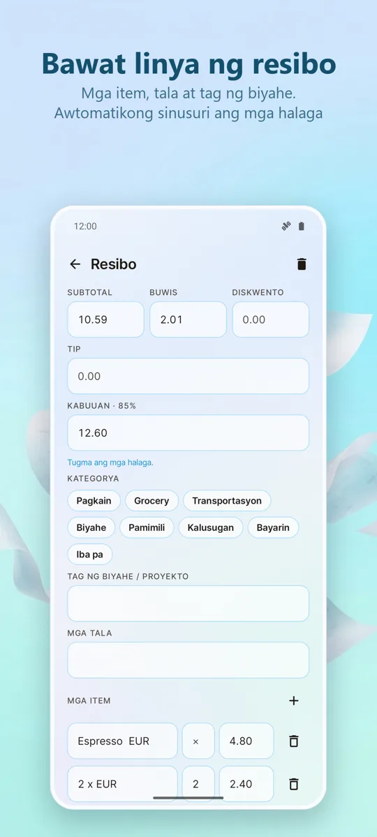 Receipt Scanner: Gastos: 