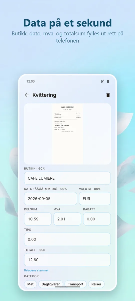 Kvitteringsskanner: Utgifter: 