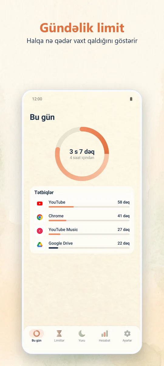 Valideyn nəzarəti: əsas ekran