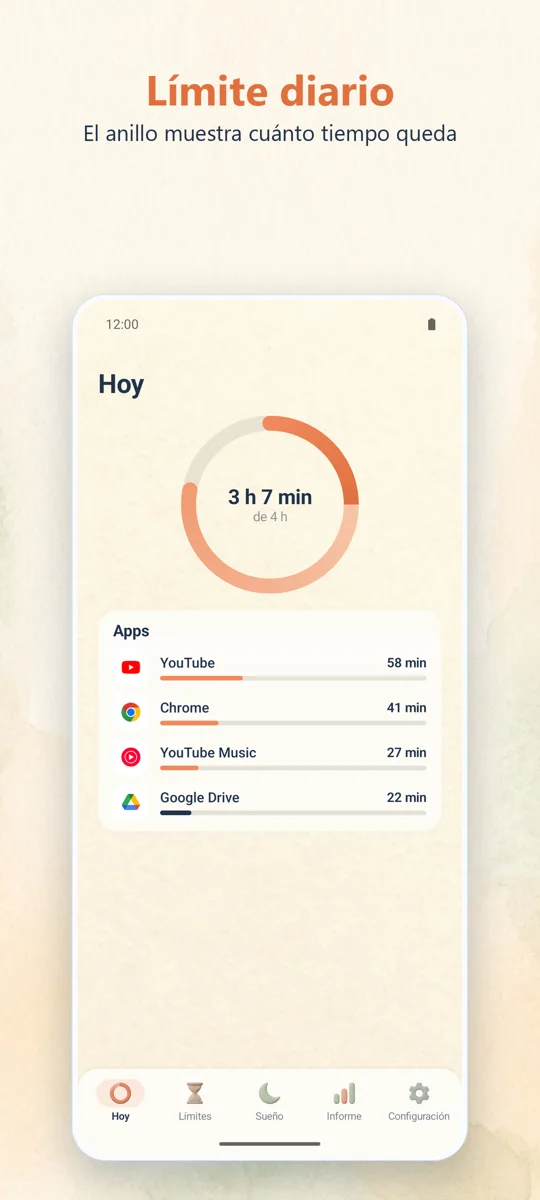 Control parental: pantalla principal