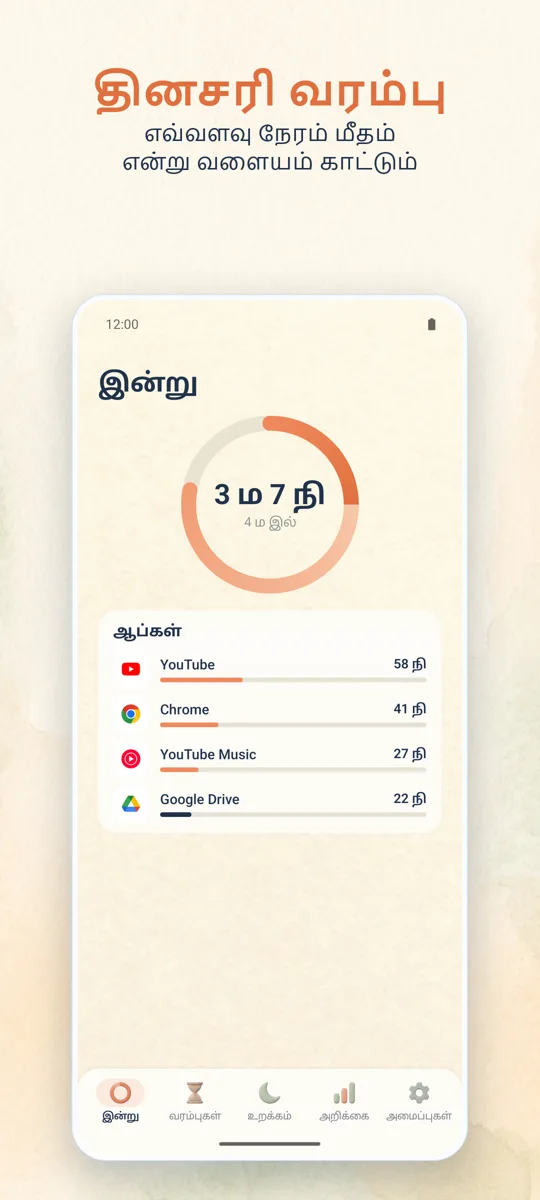 பெற்றோர் கட்டுப்பாடு: முதன்மைத் திரை