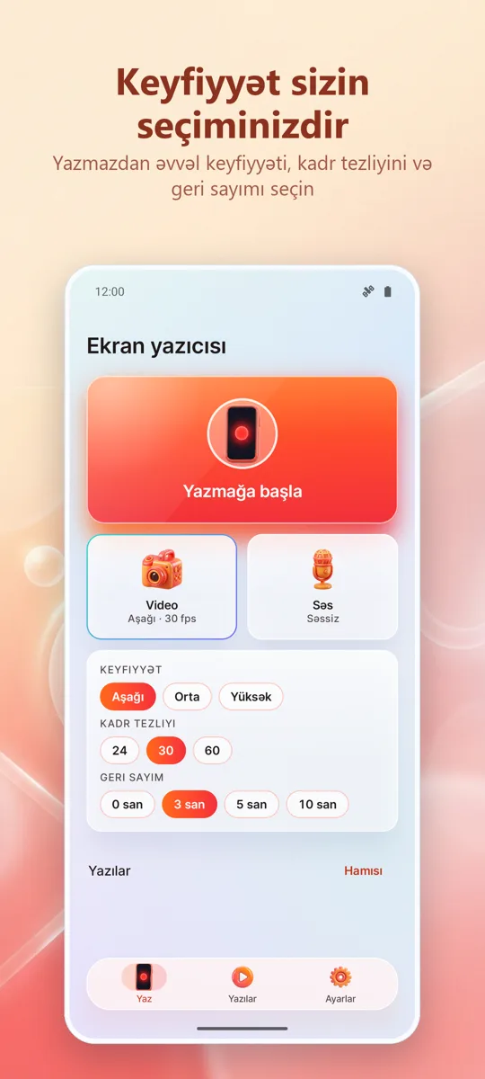 Ekran Yazıcı: HD Qeyd: 