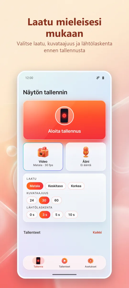 Näytön tallennin: HD-tallennus: 