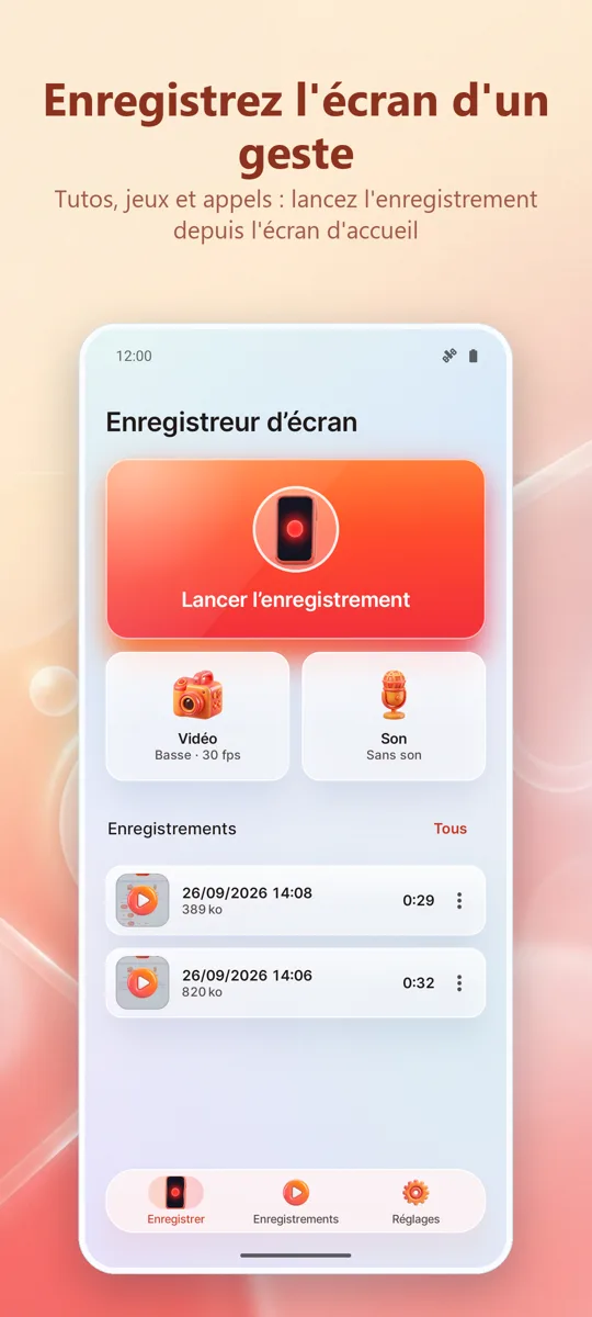 Enregistreur Écran: HD Record: écran principal