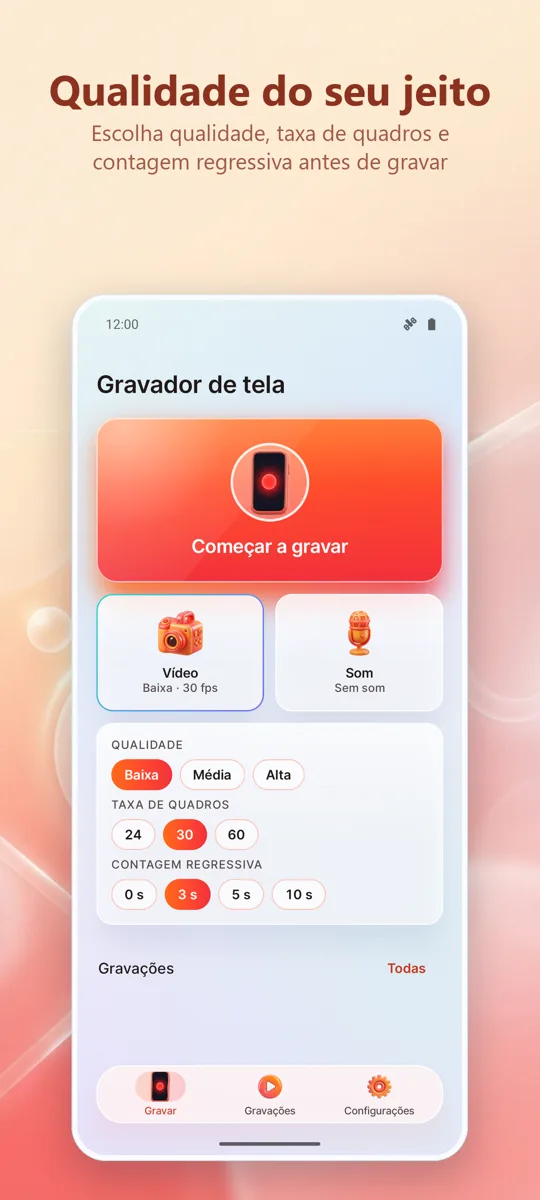 Gravador Tela: HD Gravação: 