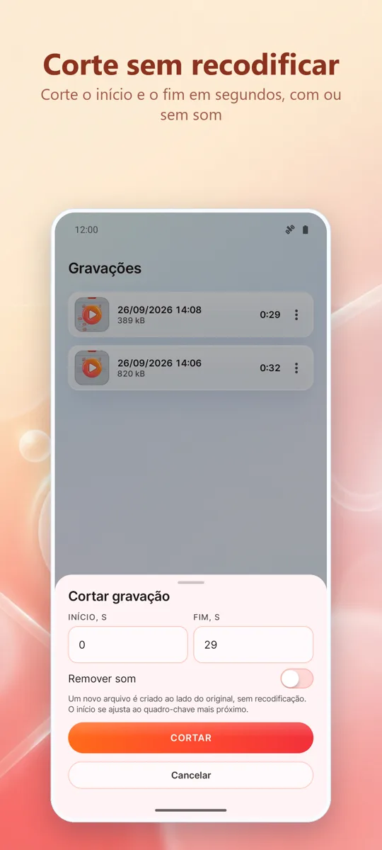 Gravador Tela: HD Gravação: 