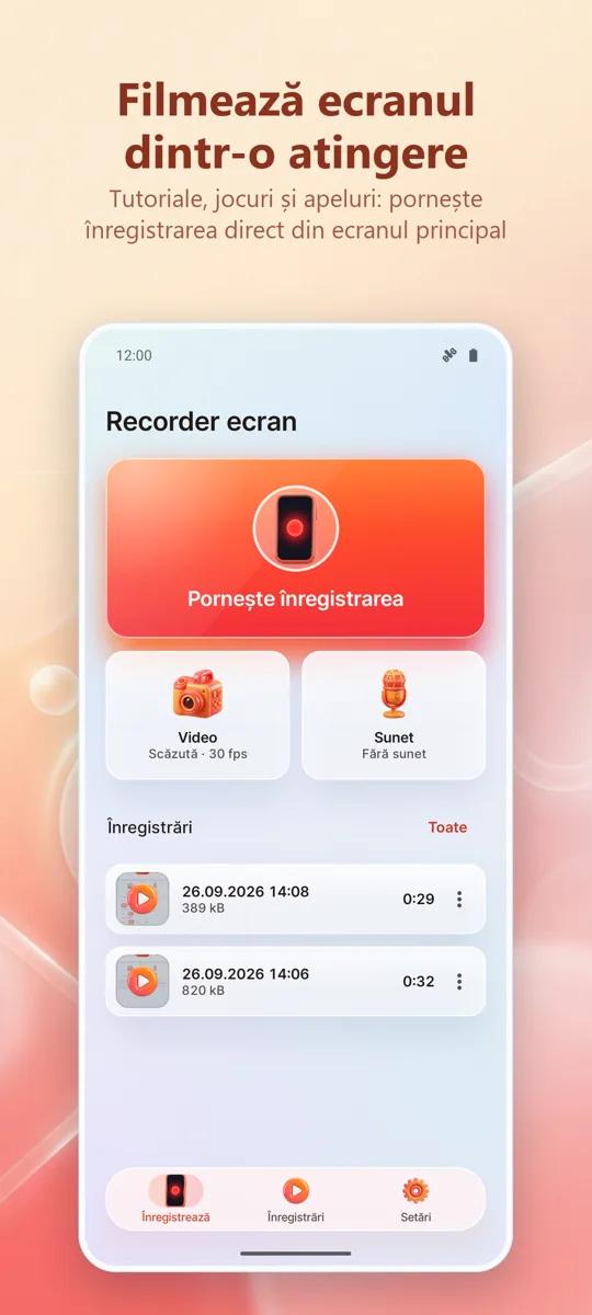 Screen Recorder: ecranul principal