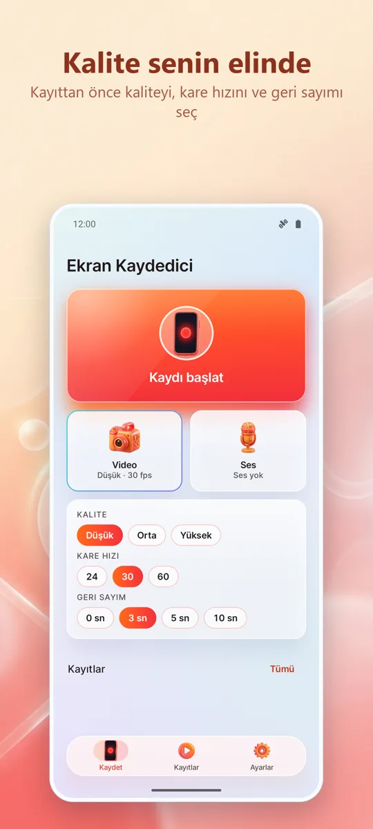 Ekran Kaydedici: HD Kayıt: 