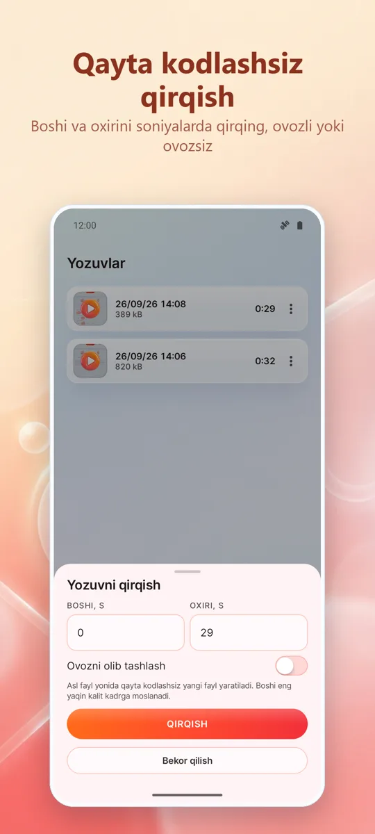 Ekran yozuvchisi: HD yozish: 