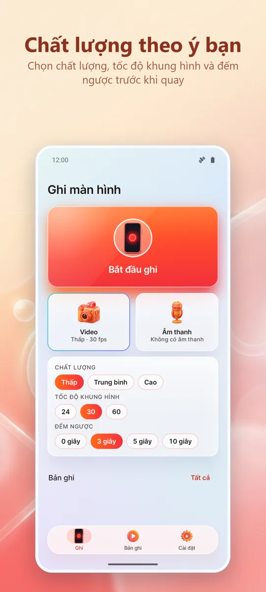 Ghi Màn Hình: Quay HD: 