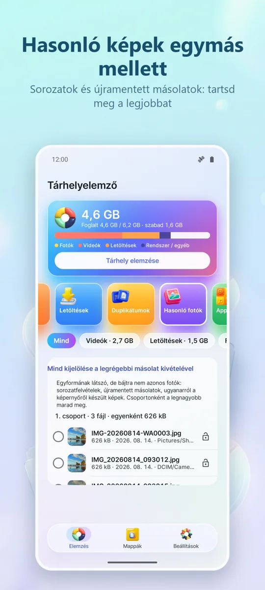 Tárhely elemző: Tisztító: 