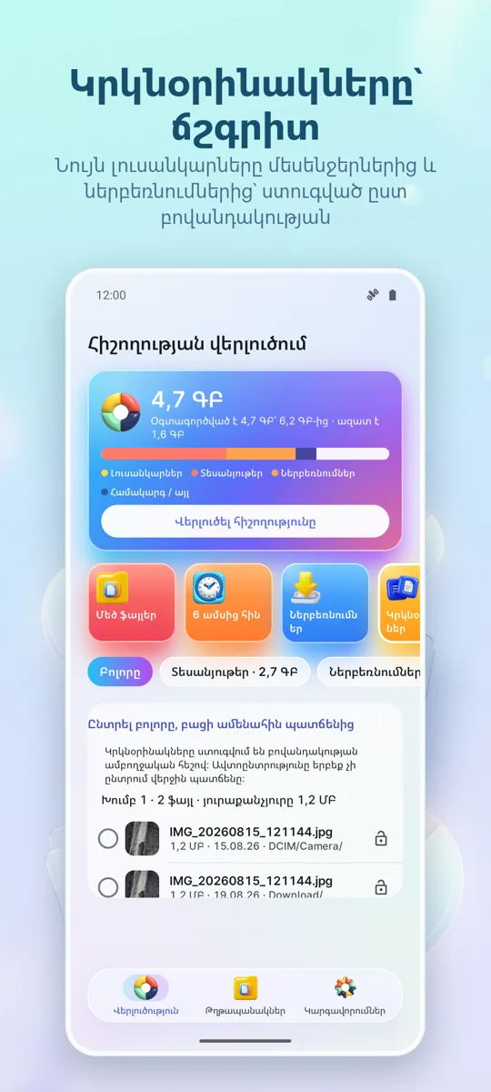 Պահեստի վերլուծիչ: Մաքրիչ: սքրինշոթ 2
