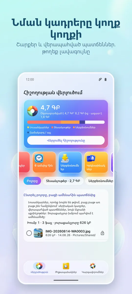 Պահեստի վերլուծիչ: Մաքրիչ: սքրինշոթ 3