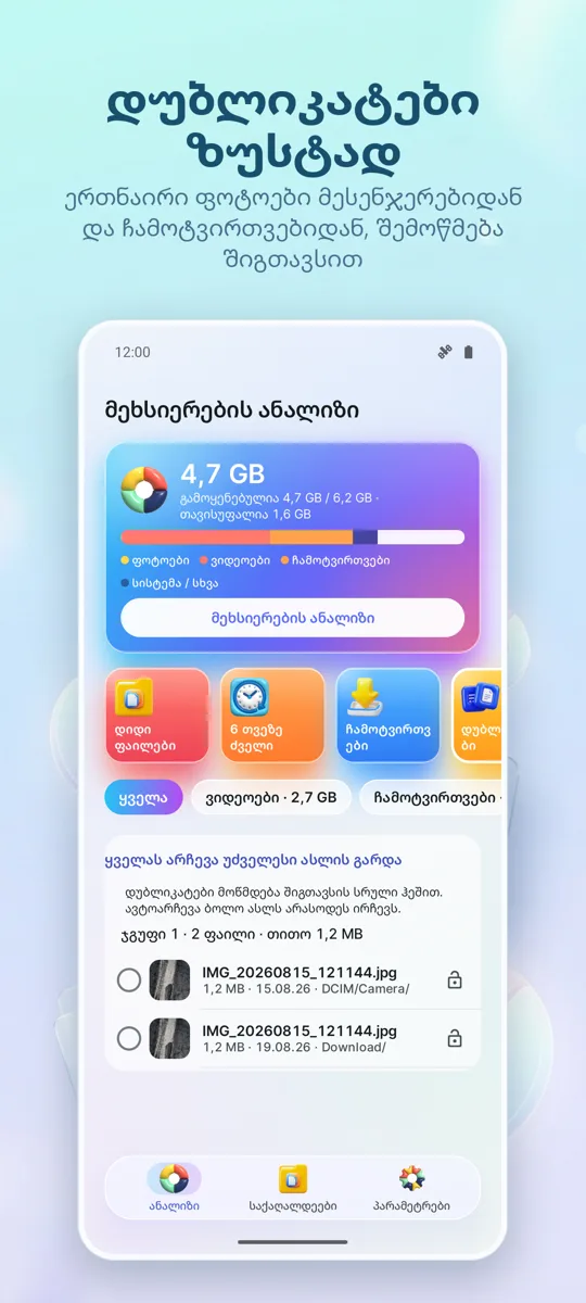 მეხსიერების ანალიზატორი: ეკრანის ანაბეჭდი 2
