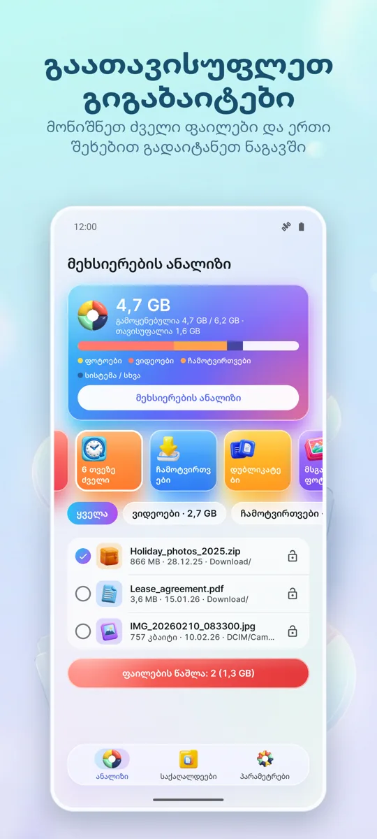 მეხსიერების ანალიზატორი: ეკრანის ანაბეჭდი 4