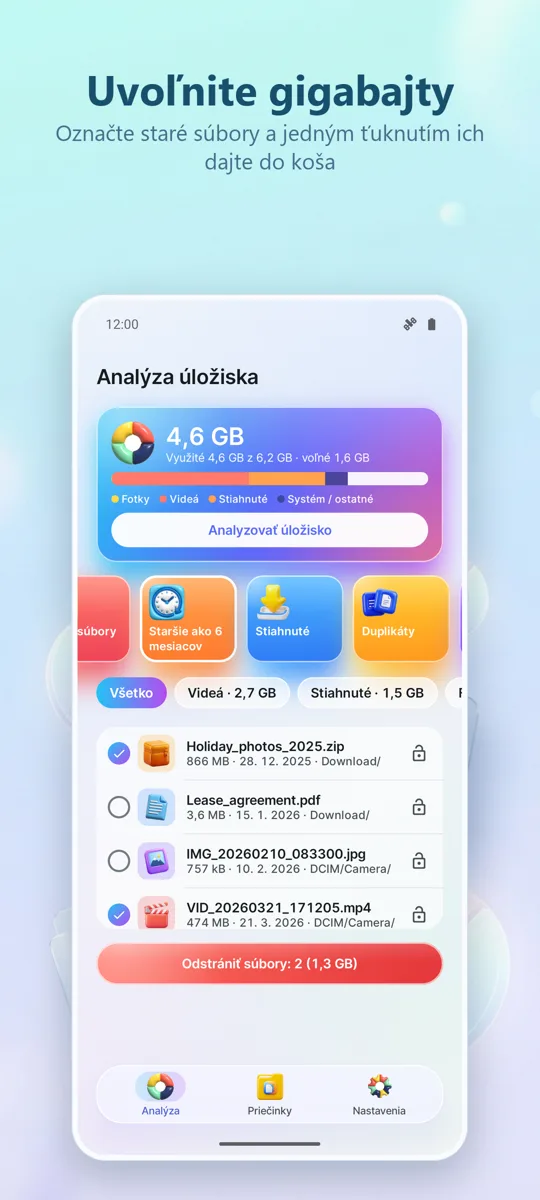 Analyzátor úložiska: Čistič: snímka obrazovky 4