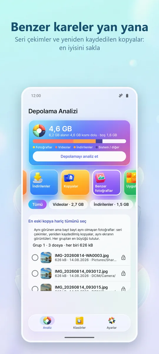 Depolama Analizi: Temizleyici: 