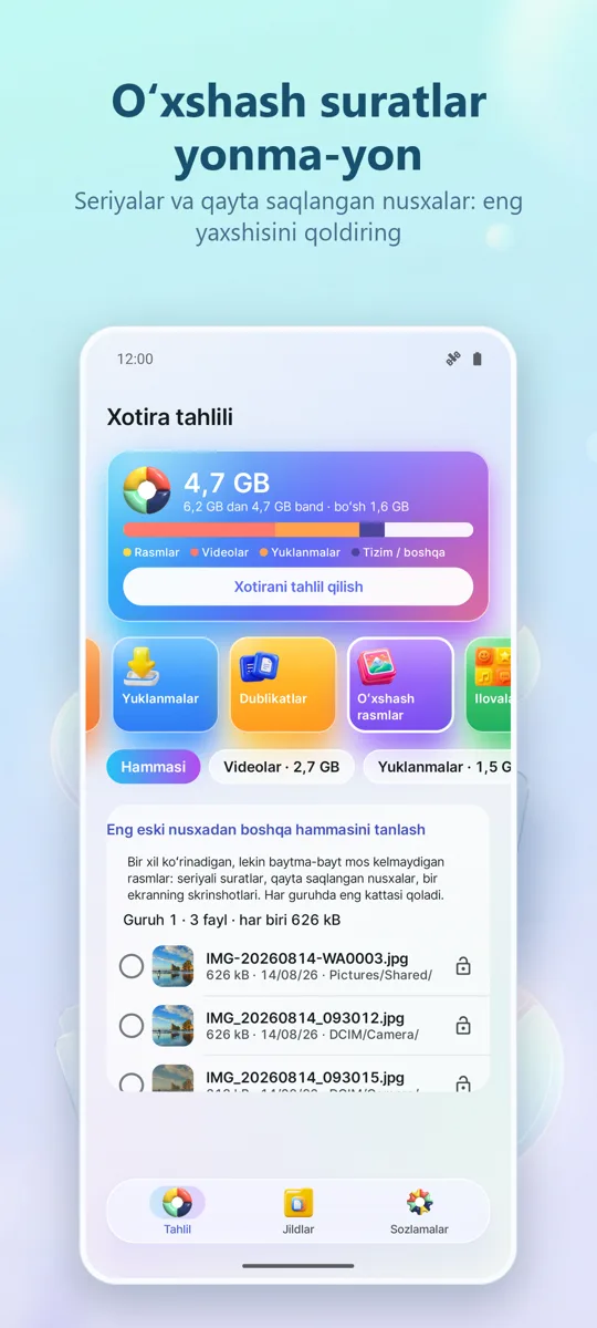 Xotira analizatori: Tozalagich: 