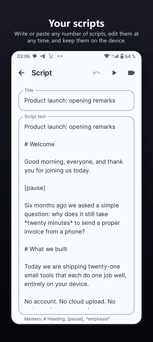 Teleprompter for Video — screenshot 2