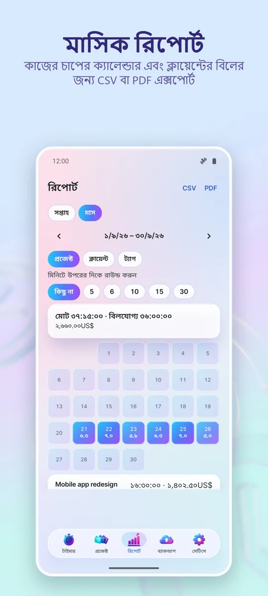 টাইম ট্র্যাকার: কাজের সময়: 