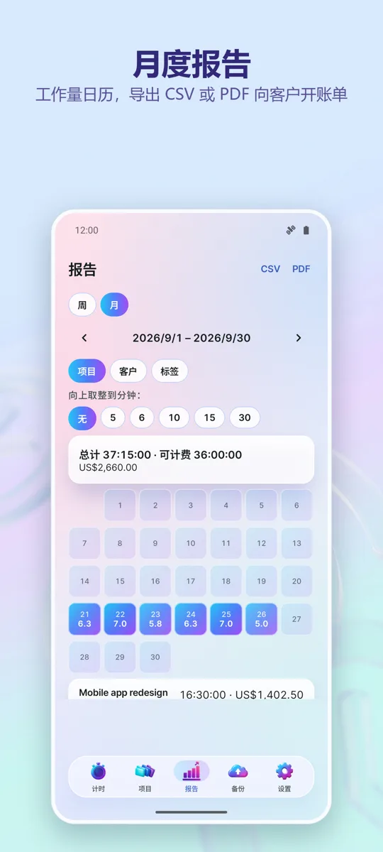 Time Tracker: 工时追踪: 