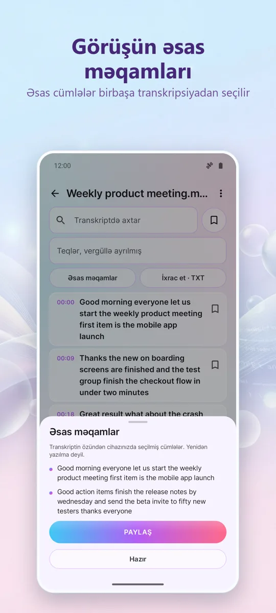 AI Transkripsiya və Altyazılar: ekran görüntüsü 3