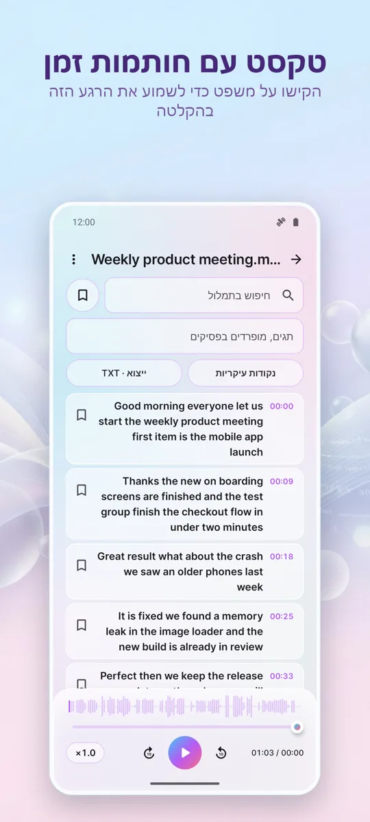 תמלול וכתוביות AI: צילום מסך 2
