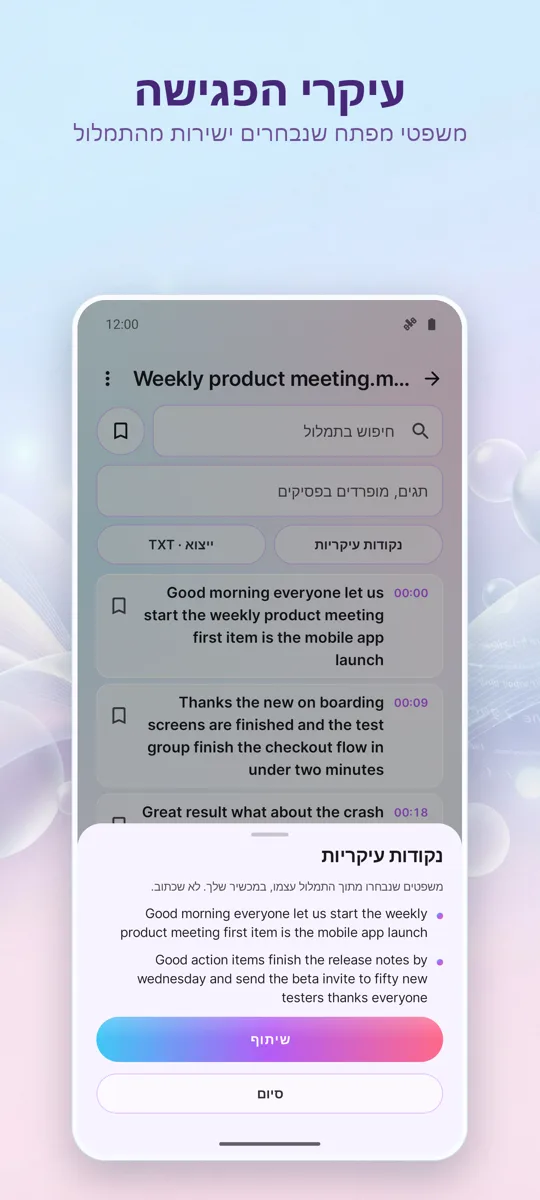 תמלול וכתוביות AI: צילום מסך 3