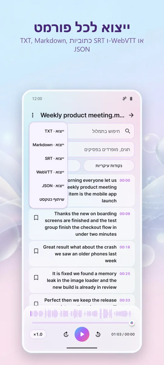 תמלול וכתוביות AI: צילום מסך 4