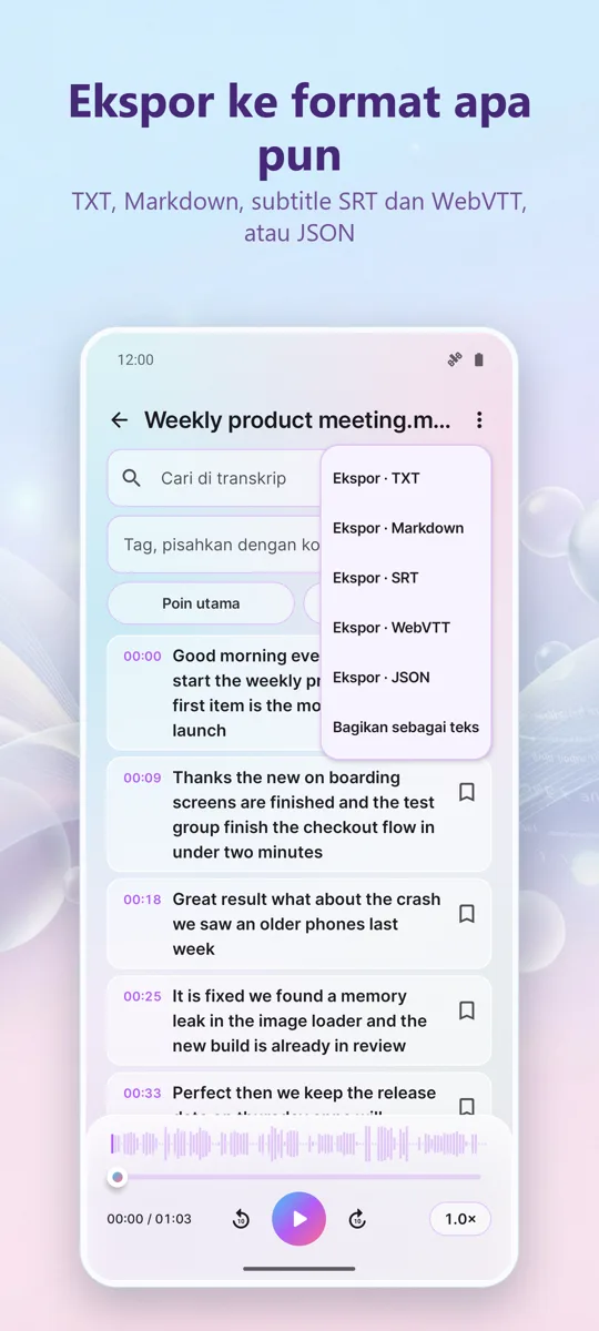 Transkripsi & Teks AI: tangkapan layar 4