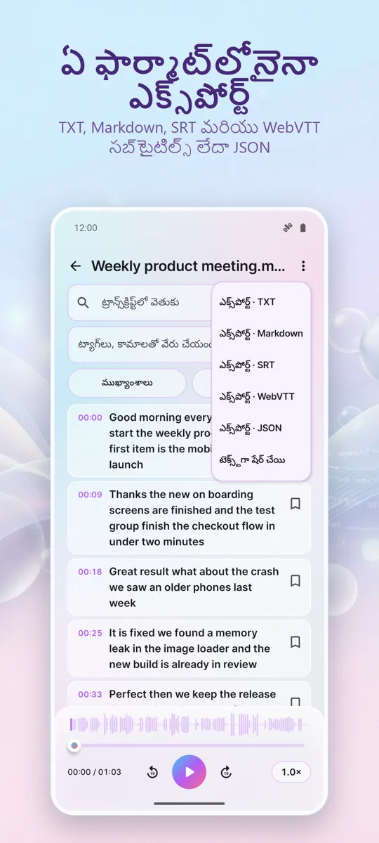 AI ట్రాన్స్‌క్రిప్షన్ &: 