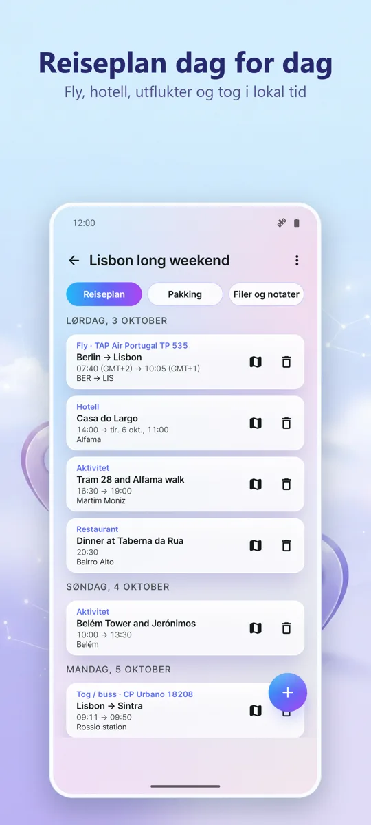 Reiseplanlegger: Organiser: 