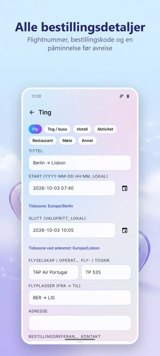 Reiseplanlegger: Organiser: 