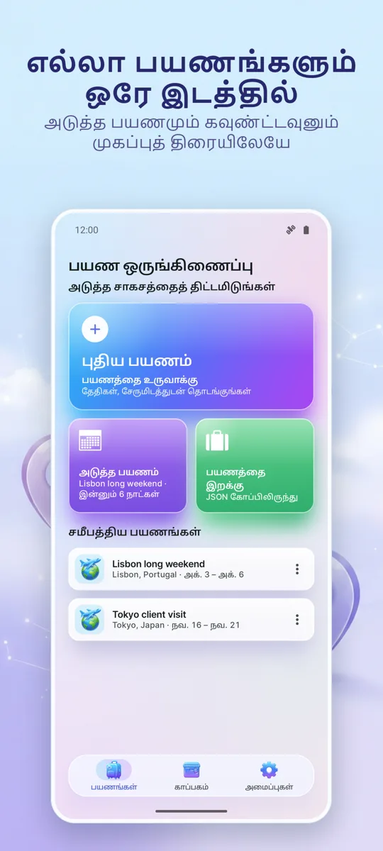 பயண ஏற்பாட்டாளர்: முதன்மைத் திரை